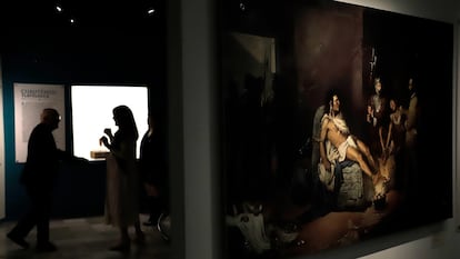 Una réplica de la pintura 'El Suplicio de Cuauhtémoc' en el Museo del Templo Mayor, el 12 de diciembre en Ciudad de México.
