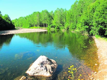 El río Óbrigo, en León, tras los trabajos de recuperación.