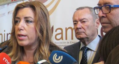 Susana Díaz, esta mañana en las jornadas de la asociación minera.