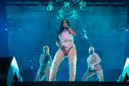 Rihanna, en un concierto en Estocolmo (Suecia), en julio de 2014. 