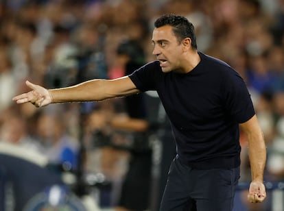 Xavi, en el Coliseum Alfonso Pérez durante el Getafe-Barcelona.