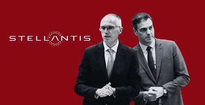 El CEO de Stellantis, Carlos Tavares, junto al presidente de España, Pedro Sánchez.