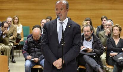 El alcalde de Valladolid y candidato del PP a la reelección, Javier León de la Riva, esta mañana en el juicio