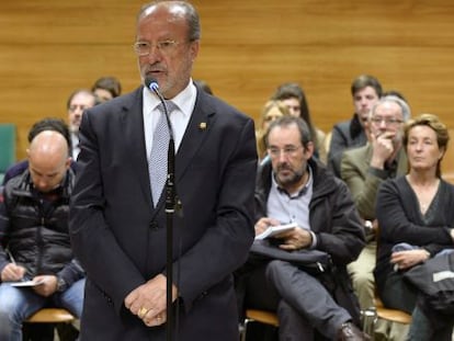 El alcalde de Valladolid y candidato del PP a la reelección, Javier León de la Riva, esta mañana en el juicio