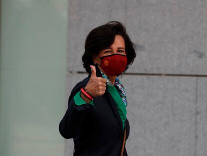 La presidenta del Banco Santander, Ana Botín, a su llegada este jueves a la Audiencia Nacional.