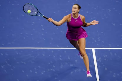 Sabalenka, durante la final del sábado contra Pegula en la Arthur Ashe.