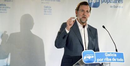 Mariano Rajoy, en un acto de precampaña en Ourense.