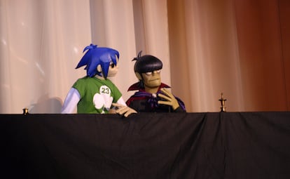 Gorillaz durante una "aparición" en los premios Annual Webby Awards en Nueva York en 2006.