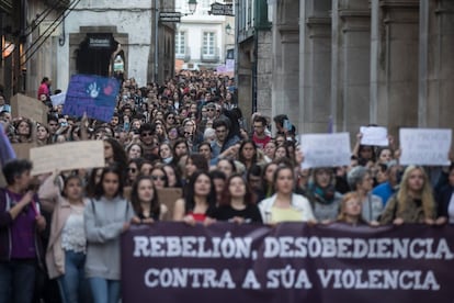Cabecera de la manifestación convocada en Santiago de Compostela.