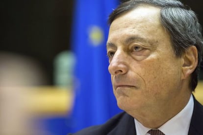 El presidente del BCE, Mario Draghi, en la Euroc&aacute;mara.