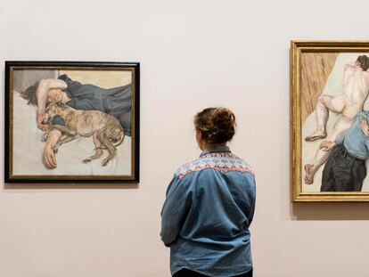 'Double Portrait' y 'Two Men', dos obras de Lucian Freud en la exposición que le dedica la National Gallery de Londres.