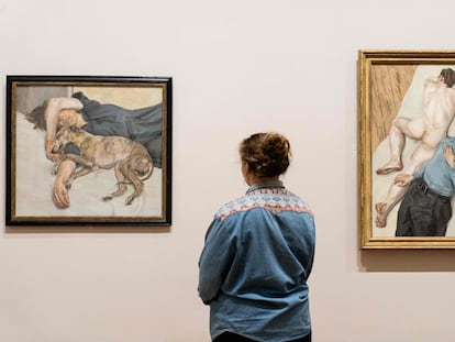 'Double Portrait' y 'Two Men', dos obras de Lucian Freud en la exposición que le dedica la National Gallery de Londres.