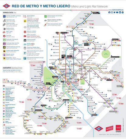El plano descargable de la web de Metro de Madrid muestra las estaciones accesibles, el 67% de las 302 existentes.