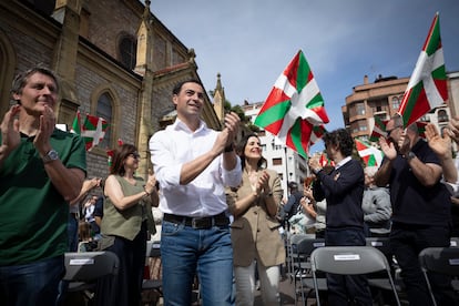 Imanol Pradales, en un acto electoral del PNV en San Sebastián.