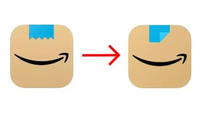 Anterior logo de la 'app' de Amazon (i) y el nuevo (d).