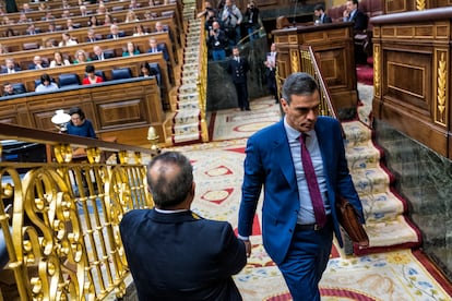 Pedro Sánchez, durante la sesión de control al Gobierno en el Congreso el pasado miércoles.