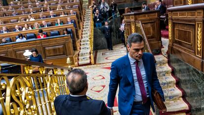 Pedro Sánchez, este miércoles en la sesión de control al Gobierno en el Congreso.