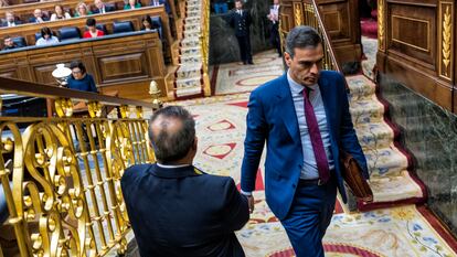 Pedro Sánchez, durante la sesión de control al Gobierno en el Congreso el pasado miércoles.