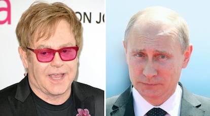 El cantante Elton John y el presidente ruso Vladimir Putin.