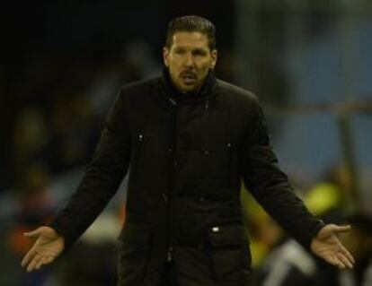 Diego Simeone, en el último partido de Liga del Atlético contra el Celta.