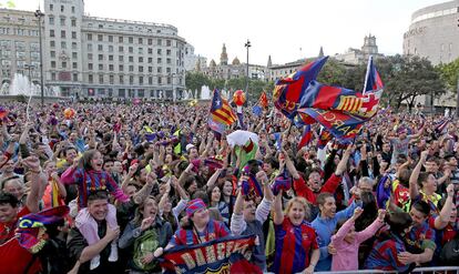 Son miles los <i>culés</i> que han celebrado el campeonato de Liga de su equipo.