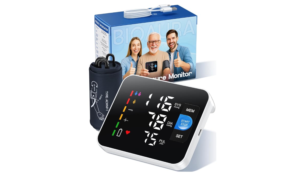 Tensiómetro de brazo digital con cable de carga tipo C.