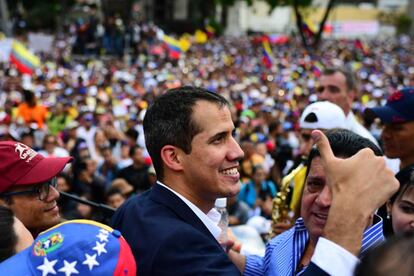 Guaidó llega a Caracas, este lunes. 