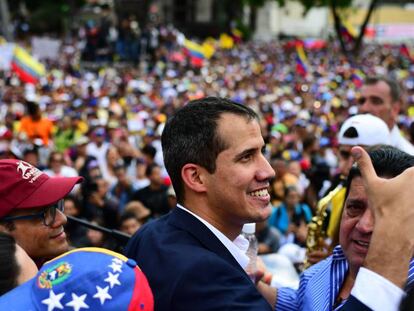 Guaidó llega a Caracas, este lunes. 