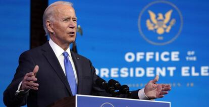 Joe Biden habla tras confirmar el colegio electoral su victoria en las elecciones.