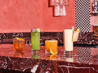 Some of the cocktails offered at the Netflix Bites restaurant; they have names like “Victory Garden,” “Run Away with Me” and “Happy Little Accidents.”