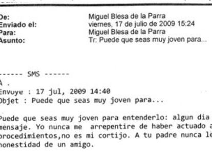 A copy of one of the 8,000 messages in the court's possession.