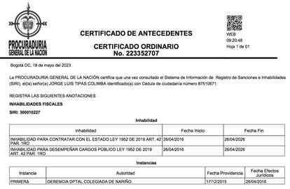 Certificado Antecedentes Tipas - CLIP