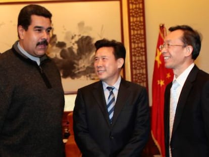 Nicolás Maduro com empresários chineses, nesta terça, em Pequim.