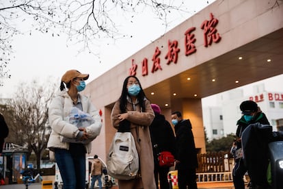 Entrance to one of the hospitals in Beijing that has registered a large increase in respiratory infections in recent weeks caused by 'Mycoplasma pneumoniae' and other pathogens.