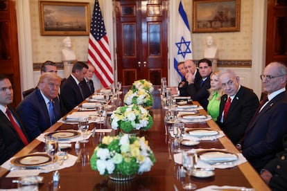 Trump and Netanyahu at a dinner at the White House on Monday.