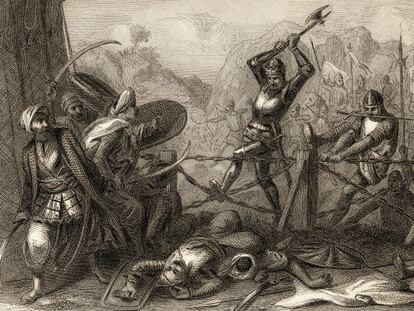 Grabado realizado en torno a 1800 que recrea la batalla de Las Navas de Tolosa, de 1212.