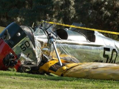 El estado en el que quedó el avión de Harrison Ford.