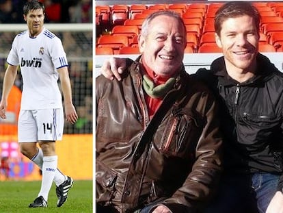 Xabi Alonso, en un partido del Real Madrid y junto a Karlos Arguiñano.