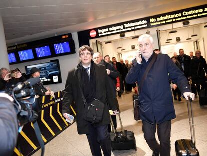 L'expresident Puigdemont arriba a l'aeroport de Copenhagen aquest dilluns.