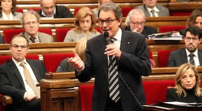 El presidente de la Generalitat, Artur Mas, en una sesión de control en el Parlament.