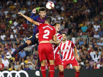 Un lance del último partido de liga entre el Barça y el Girona.
