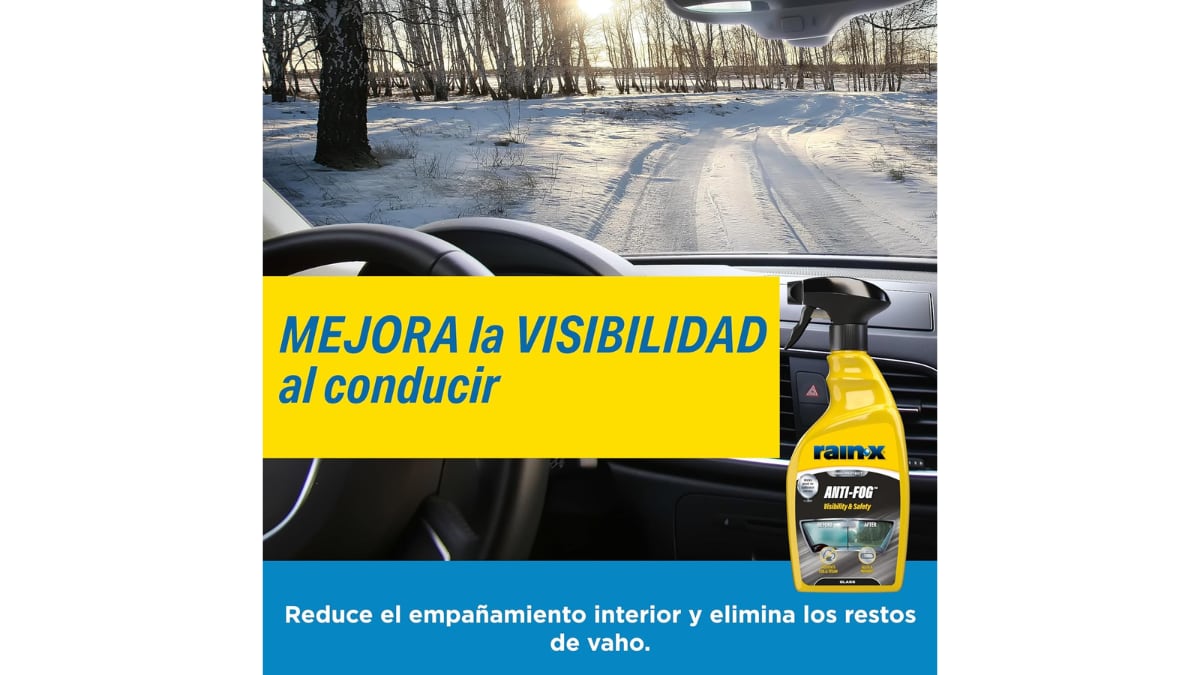 Su fórmula está diseñada para prevenir la formación de vaho en las superficies de cristal del vehículo.