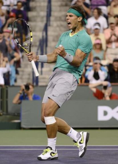 Nadal celebra la victoria ante Gulbis