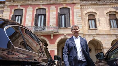 El líder del PP, Alberto Núñez Feijóo, este lunes en el Parlamento catalán.