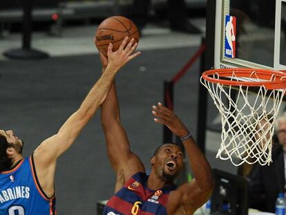 Los jugadores del Bar&ccedil;a llevaron el dispositivo en el duelo ante Oklahoma.