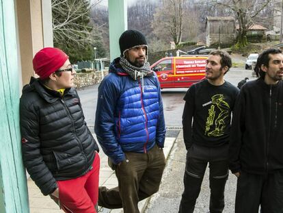 Four of the seven spelunkers pictured after being rescued.