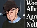 This combination photo shows director Woody Allen at a special screening of "Wonder Wheel" in New York on Nov. 14, 2017, left, and a cover image for  "Apropos of Nothing," Allen's autobiography. Allen's memoir has been released with a new publisher. It was dropped last month after widespread criticism. But it came out Monday by Arcade Publishing with little advance notice. (AP Photo, left, Arcade Publishing via AP)