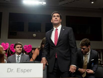 Mark Esper, durante su audiencia el pasado 16 de julio.