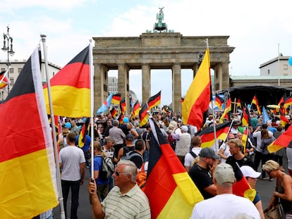 Comício do partido ultradireitista alemão Alternativa para a Alemanha (AfD) em Berlim, em 2018.