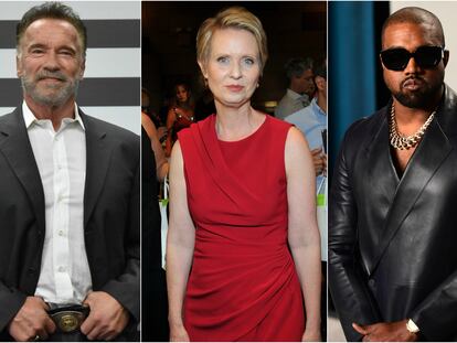 Arnold Schwarzenegger, Cynthia Nixon y Kanye West.